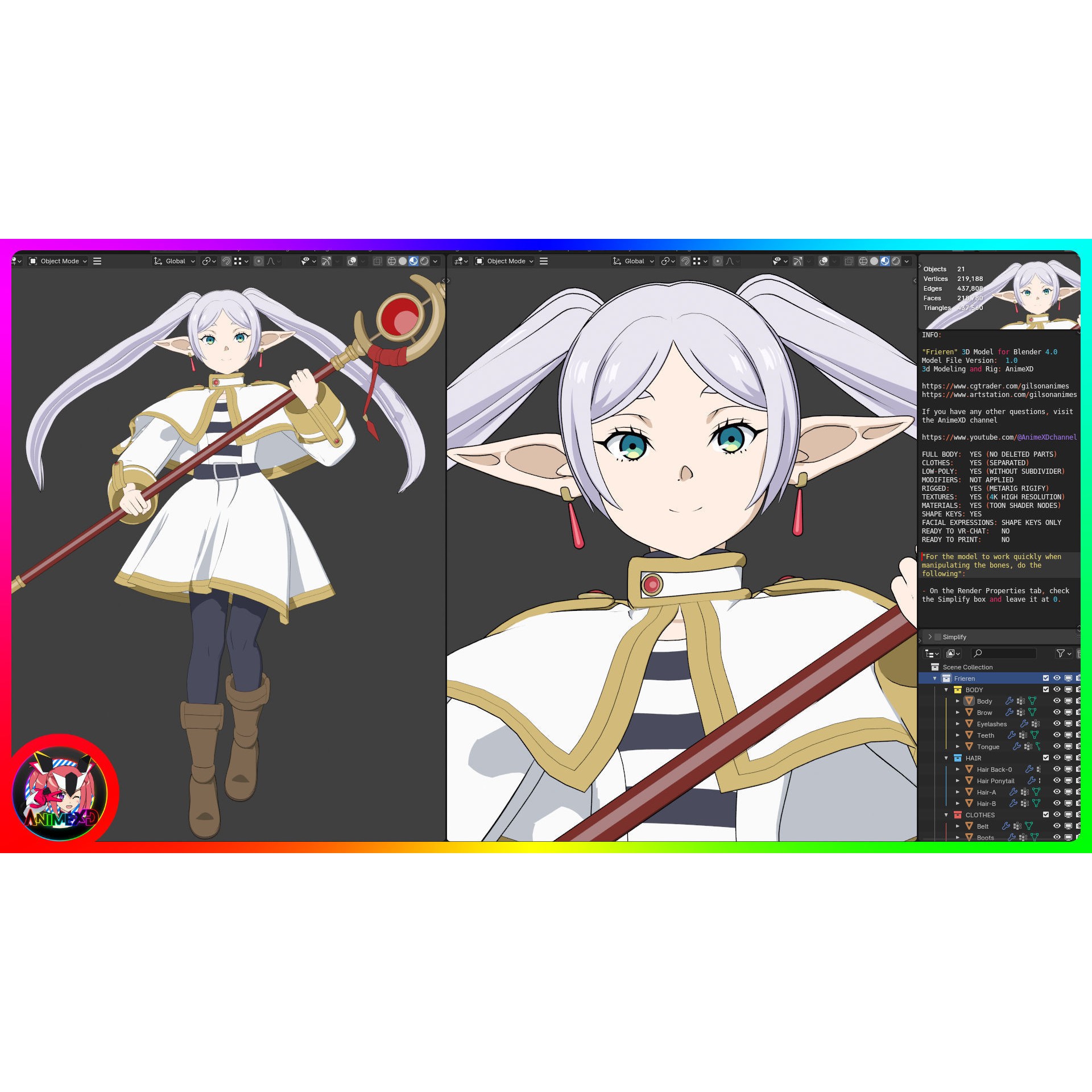Frieren - Rigged Anime Character 3D Model - View 12