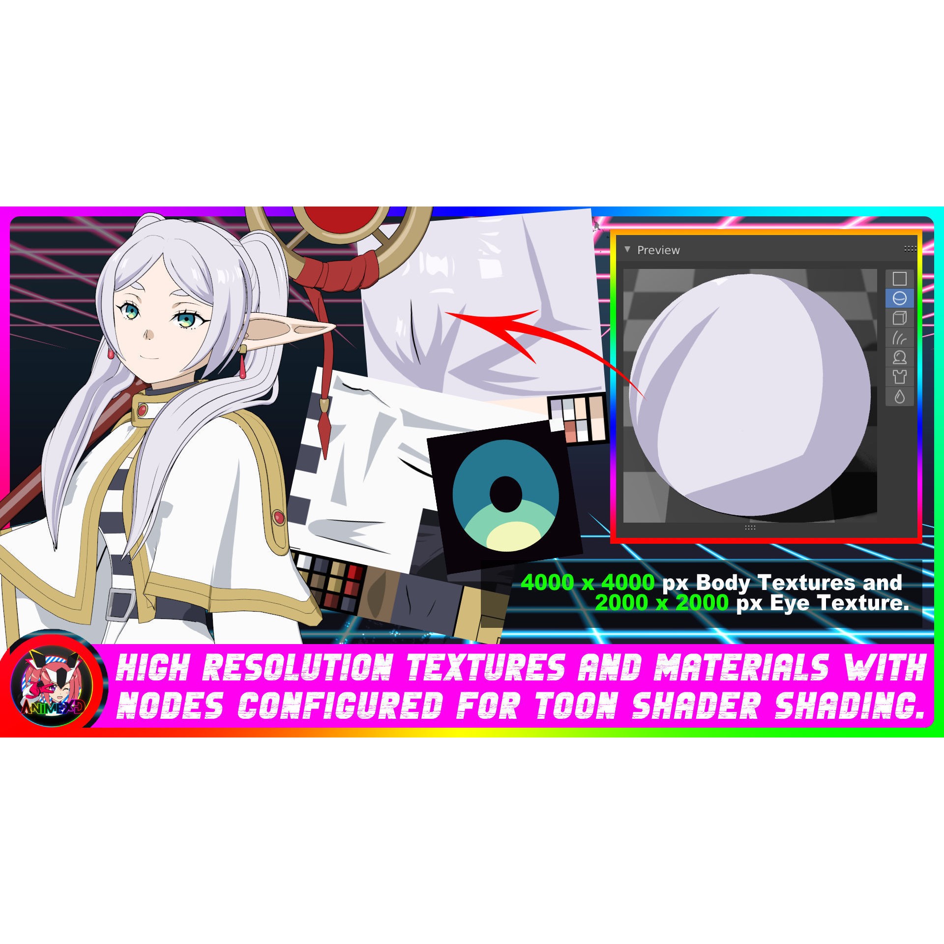 Frieren - Rigged Anime Character 3D Model - View 4