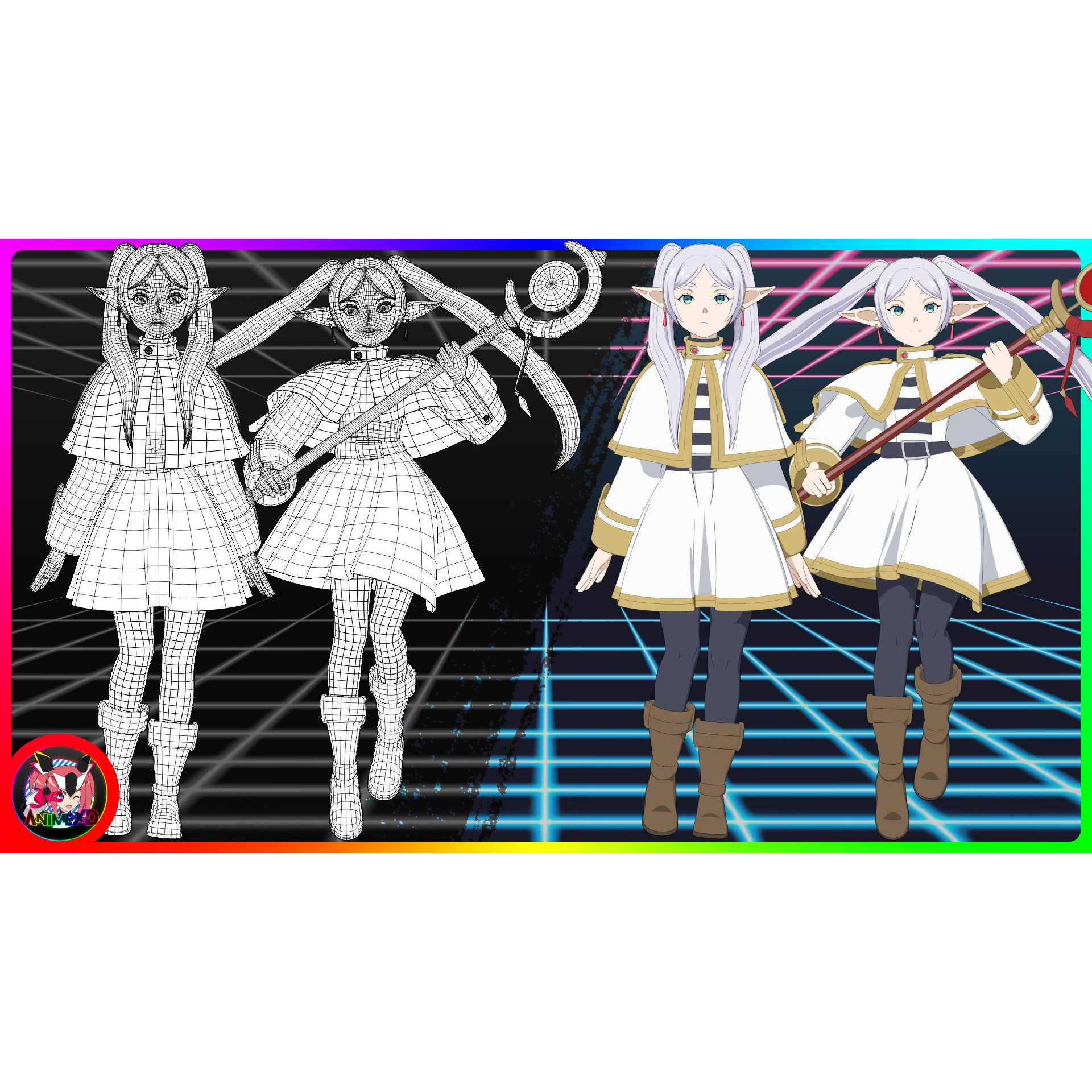 Frieren - Rigged Anime Character 3D Model - View 8