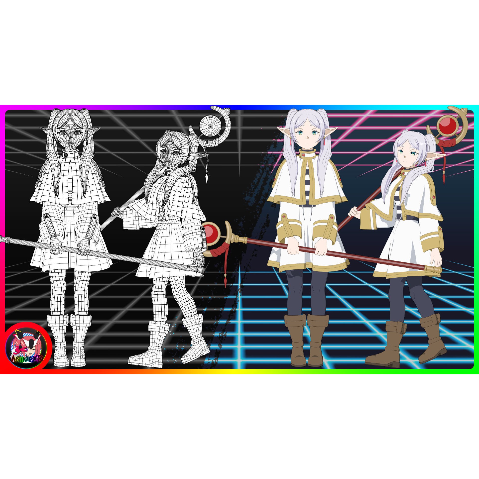 Frieren - Rigged Anime Character 3D Model - View 9
