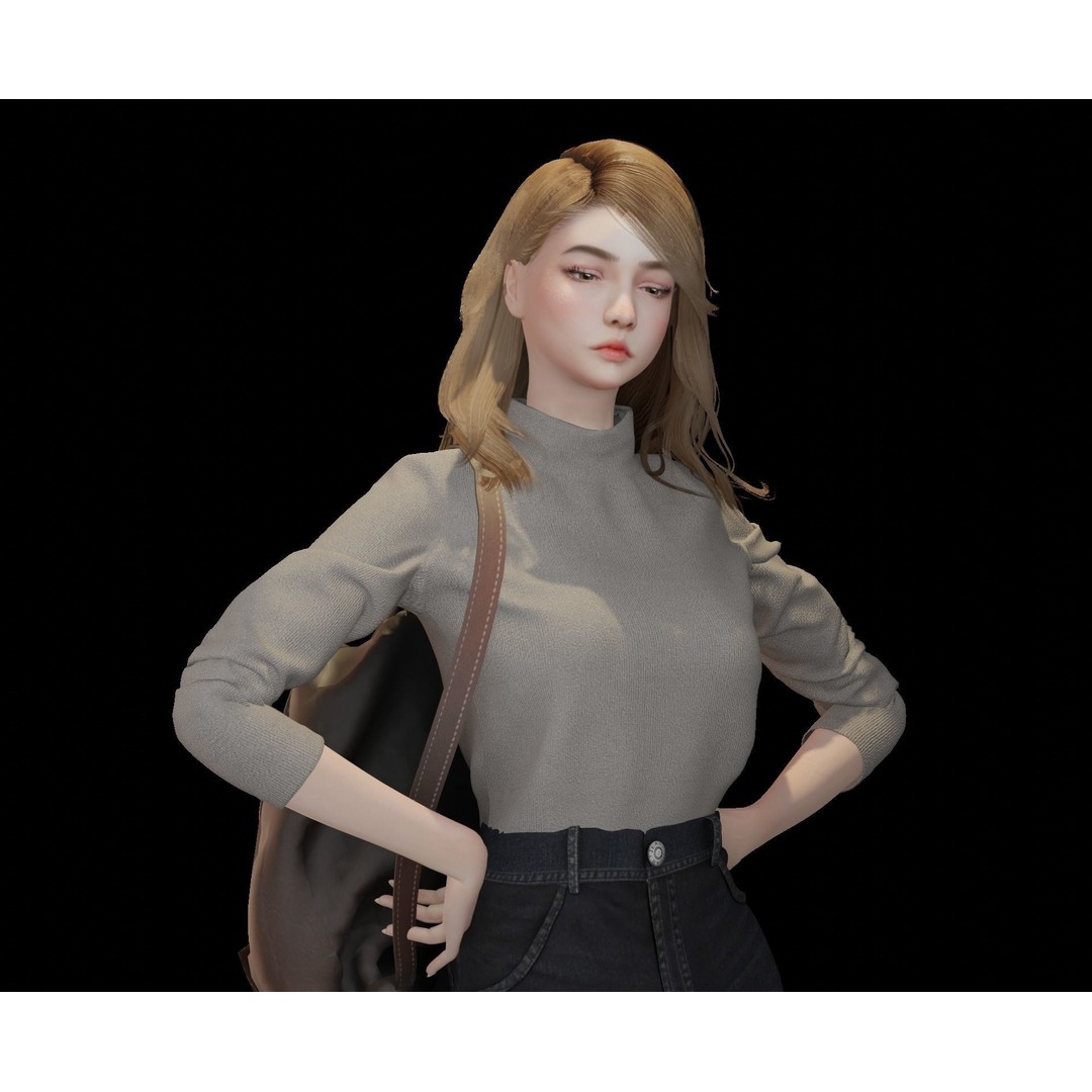 Adventure Girl V2 3D Model – Game Ready Low-Poly Character, FBX - View 3