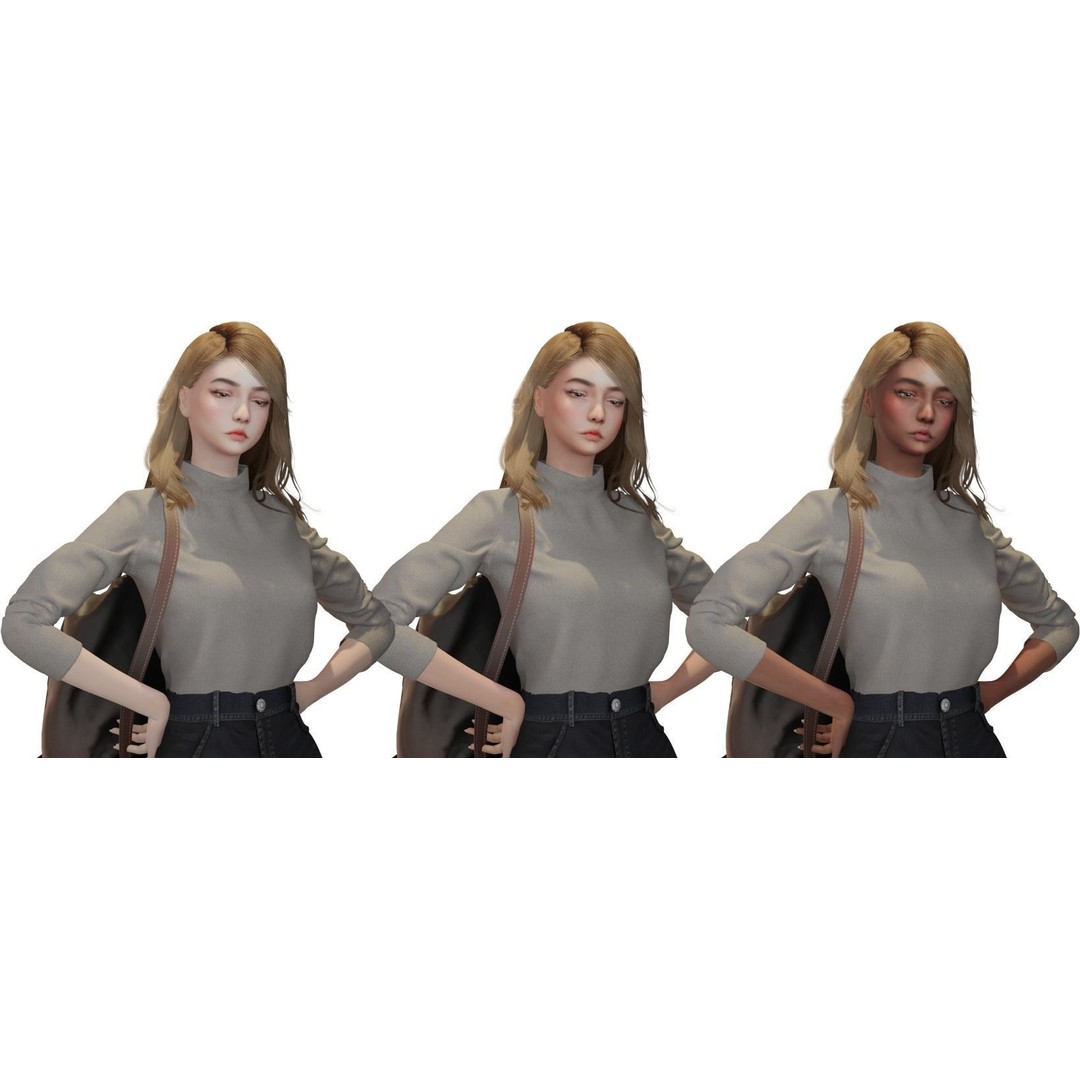 Adventure Girl V2 3D Model – Game Ready Low-Poly Character, FBX - View 5