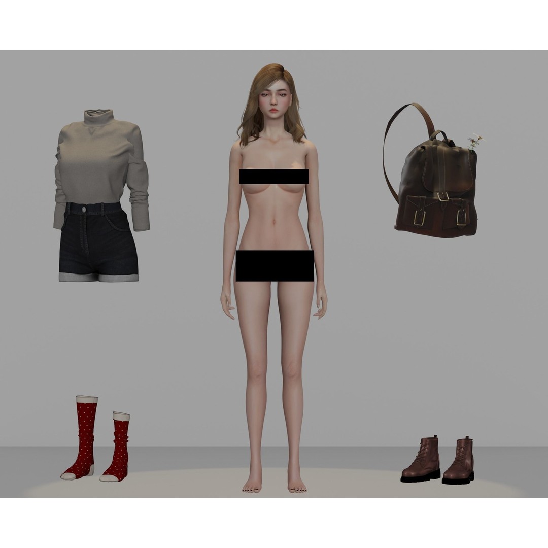 Adventure Girl V2 3D Model – Game Ready Low-Poly Character, FBX - View 6