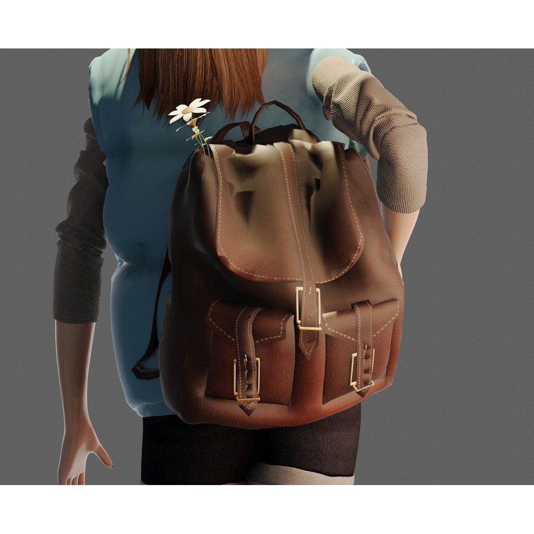 Adventure Girl V2 3D Model – Game Ready Low-Poly Character, FBX - View 8