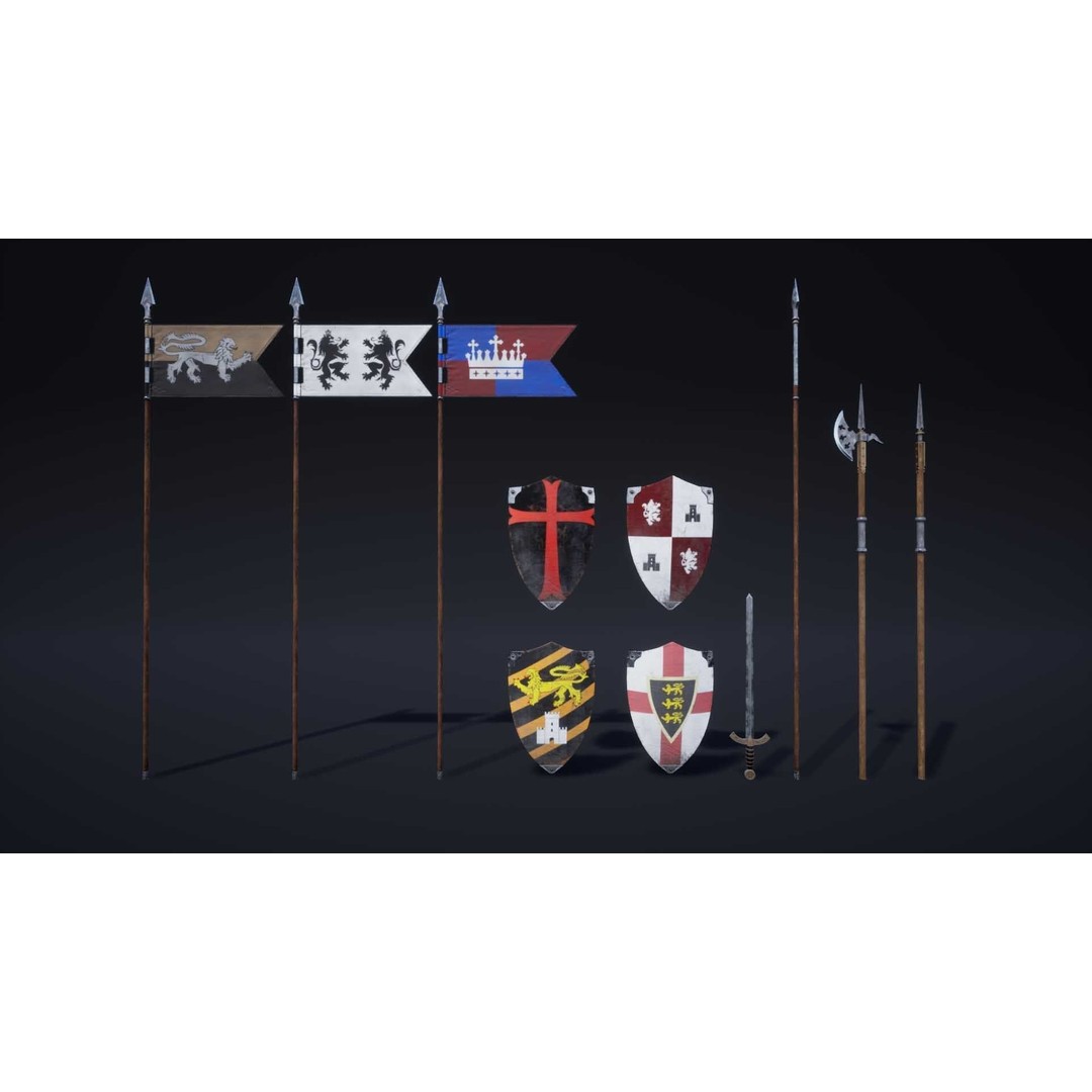 Knights Pack 3D Model – Low Poly Fantasy Characters with Weapons - View 14