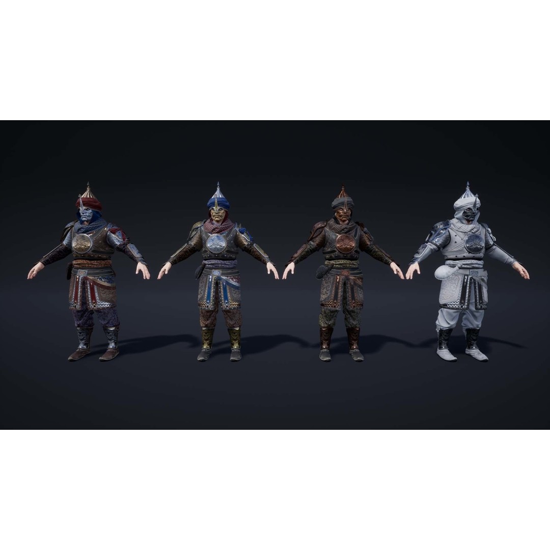 Knights Pack 3D Model – Low Poly Fantasy Characters with Weapons - View 15