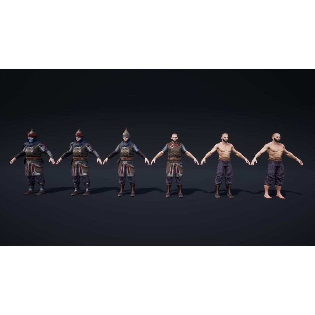 Knights Pack 3D Model – Low Poly Fantasy Characters with Weapons - View 16
