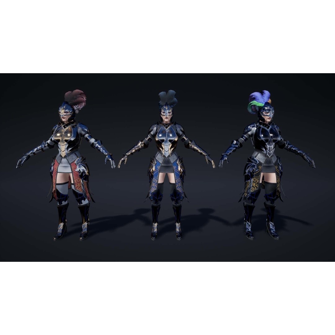 Knights Pack 3D Model – Low Poly Fantasy Characters with Weapons - View 6