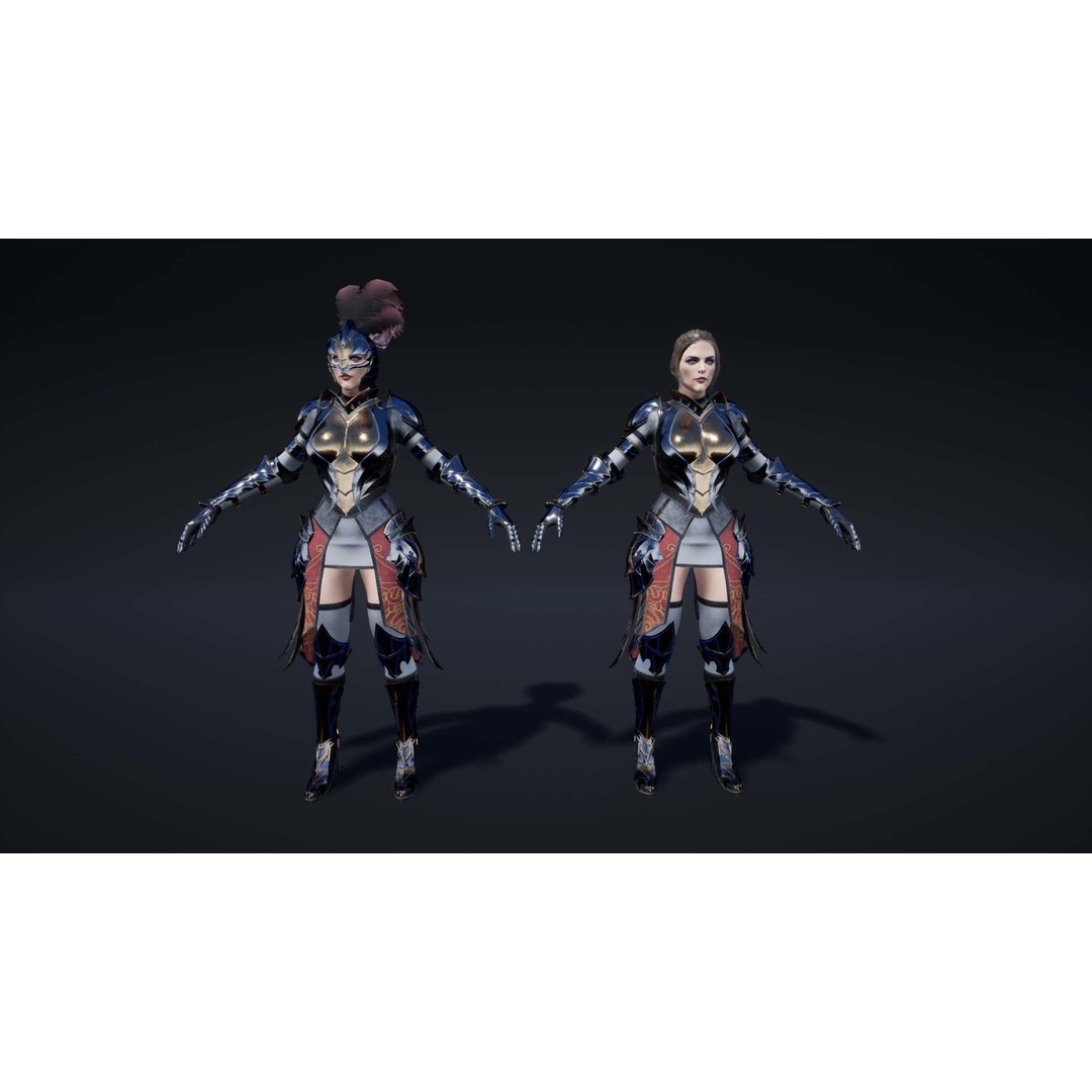 Knights Pack 3D Model – Low Poly Fantasy Characters with Weapons - View 7