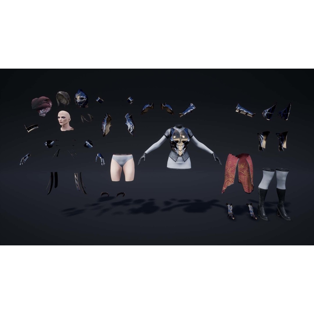 Knights Pack 3D Model – Low Poly Fantasy Characters with Weapons - View 8