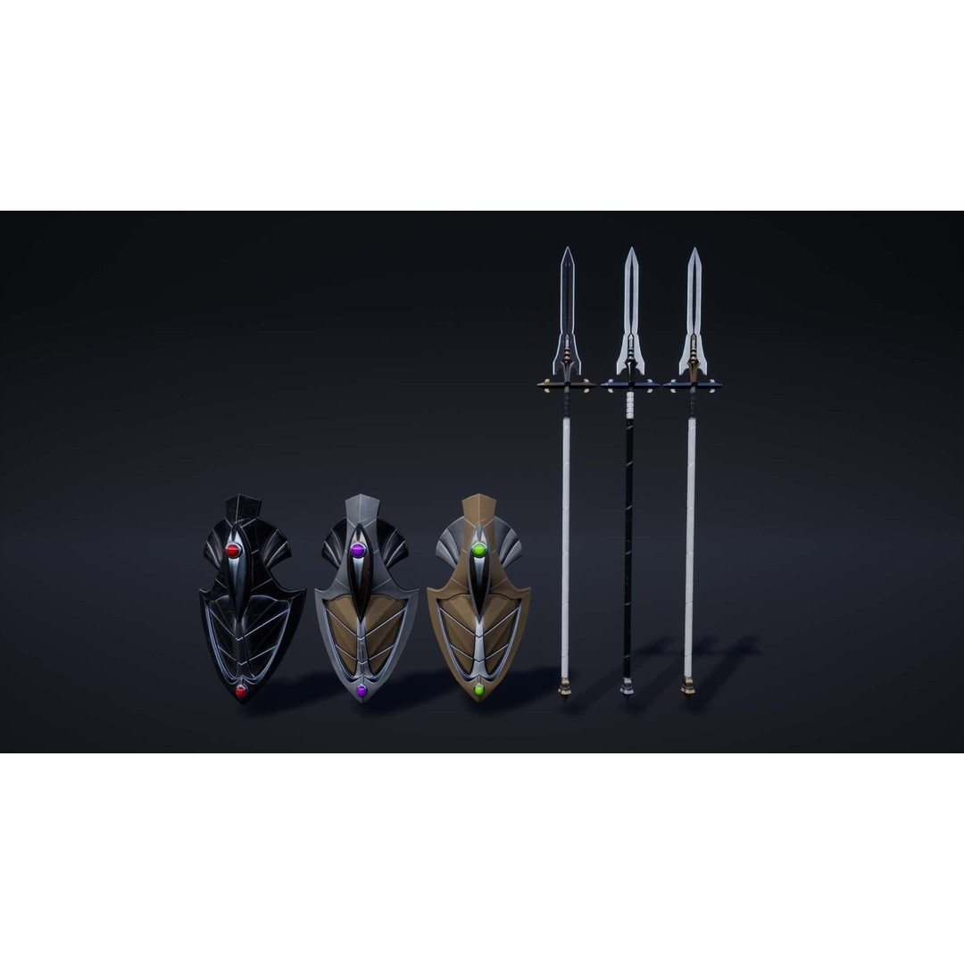 Knights Pack 3D Model – Low Poly Fantasy Characters with Weapons - View 9