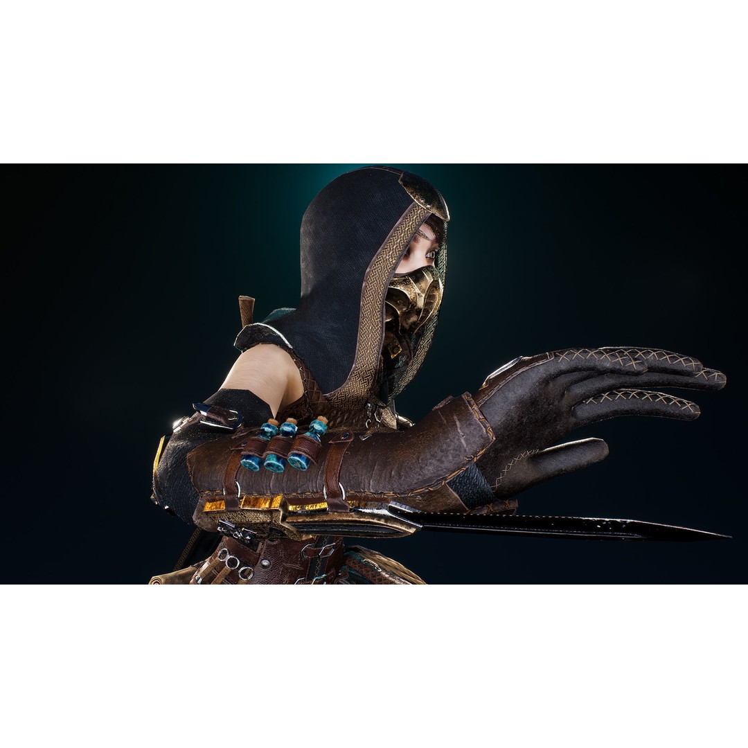 Assassin Girl 3D Model – Low Poly Rigged Character for Games, FBX - View 10