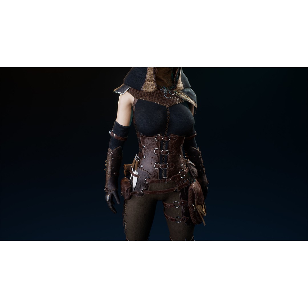 Assassin Girl 3D Model – Low Poly Rigged Character for Games, FBX - View 13