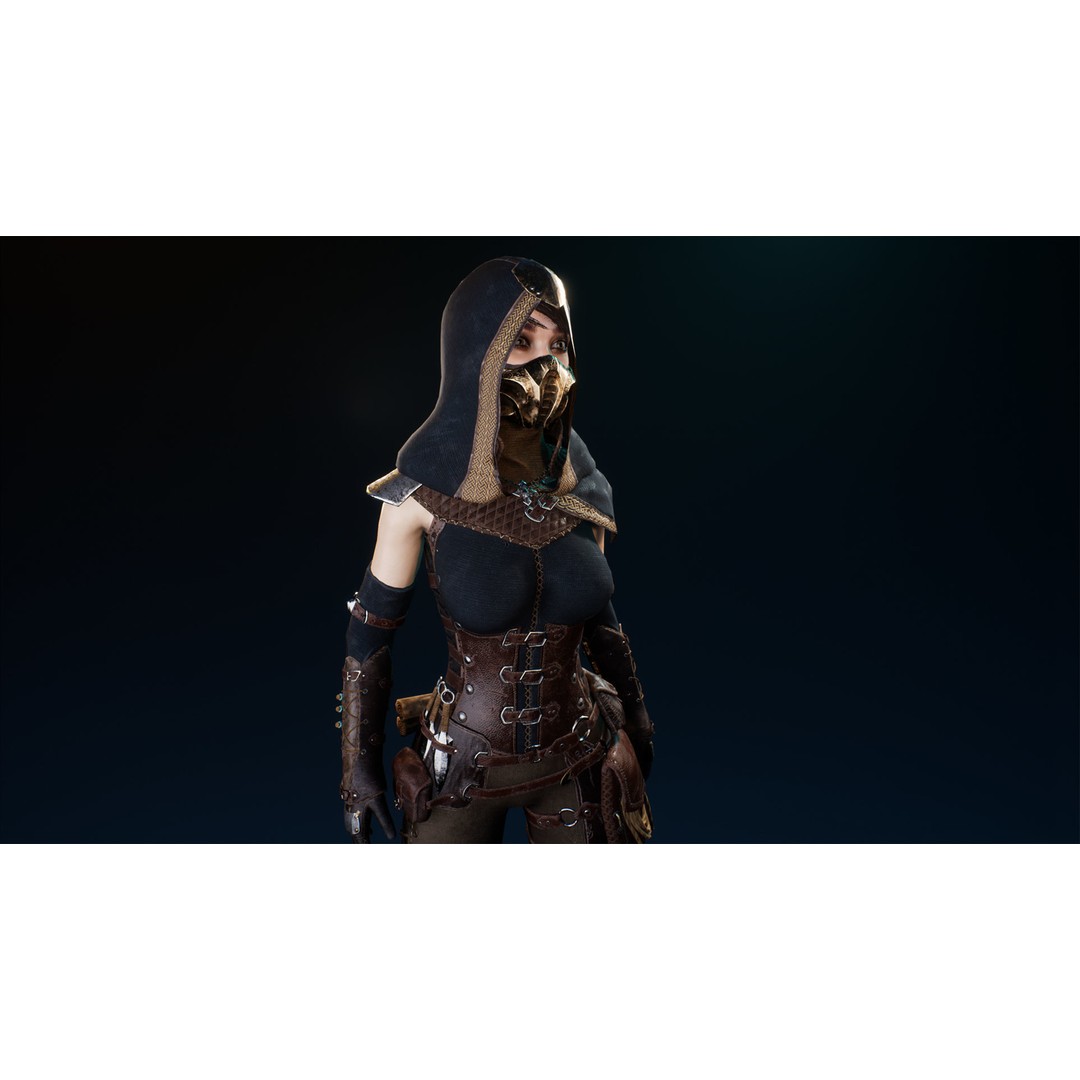 Assassin Girl 3D Model – Low Poly Rigged Character for Games, FBX - View 14