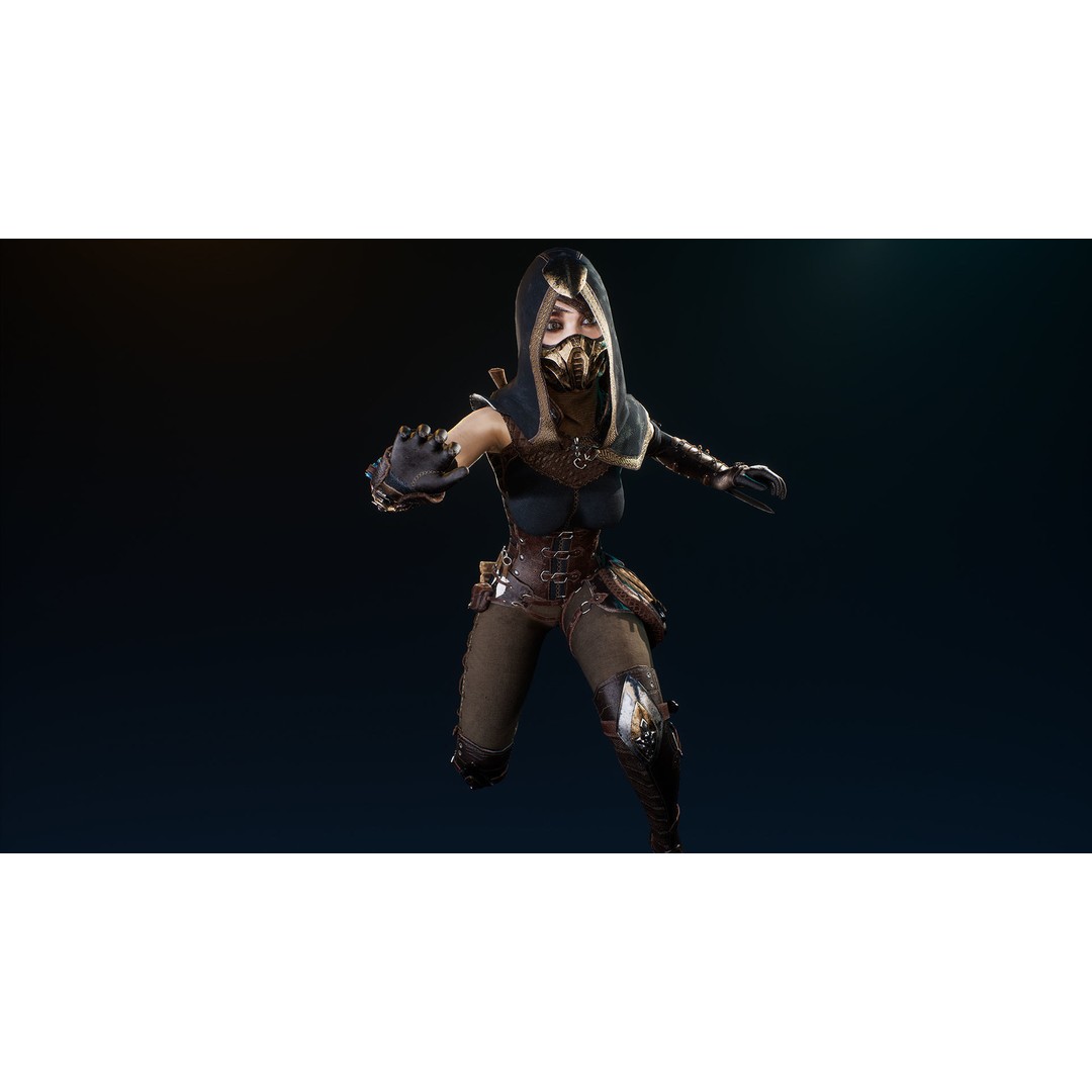 Assassin Girl 3D Model – Low Poly Rigged Character for Games, FBX - View 15