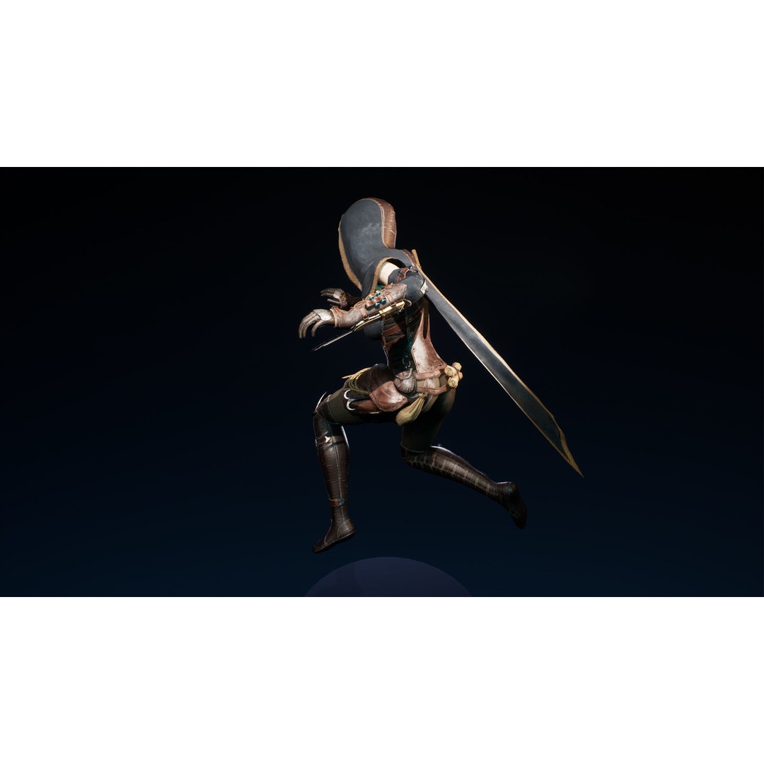 Assassin Girl 3D Model – Low Poly Rigged Character for Games, FBX - View 17