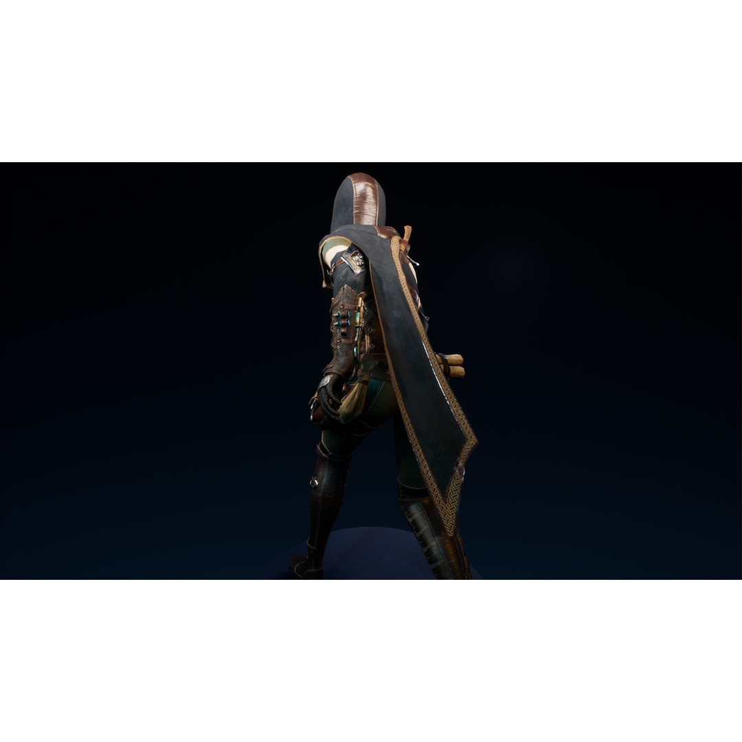 Assassin Girl 3D Model – Low Poly Rigged Character for Games, FBX - View 18