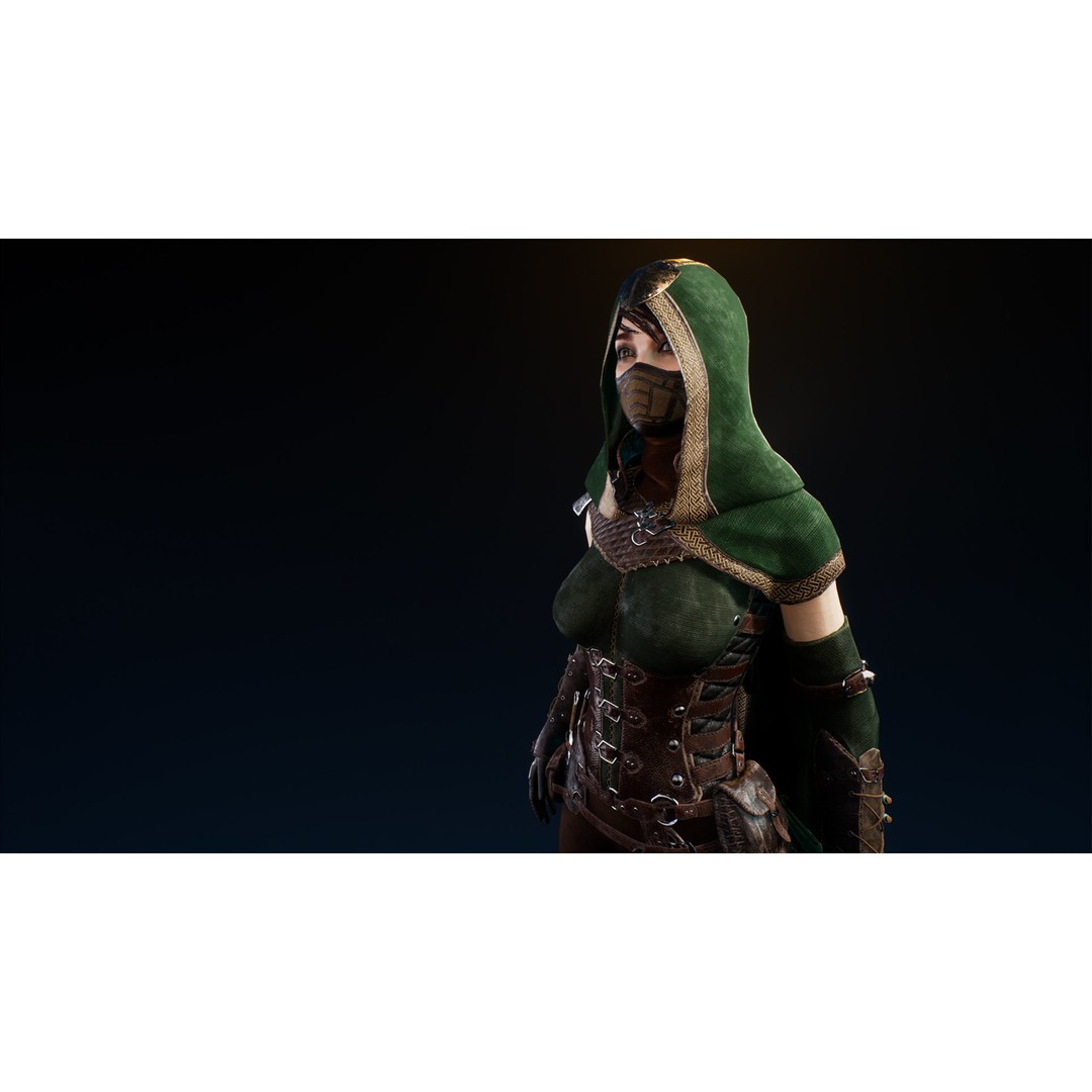 Assassin Girl 3D Model – Low Poly Rigged Character for Games, FBX - View 20