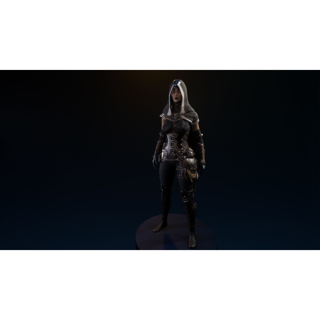 Assassin Girl 3D Model – Low Poly Rigged Character for Games, FBX - View 21
