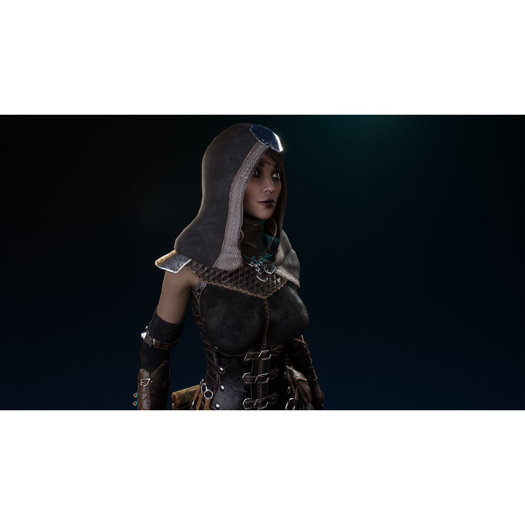 Assassin Girl 3D Model – Low Poly Rigged Character for Games, FBX - View 22