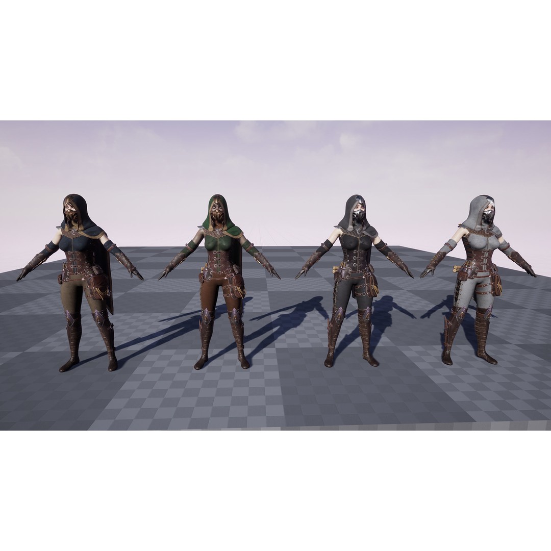 Assassin Girl 3D Model – Low Poly Rigged Character for Games, FBX - View 23