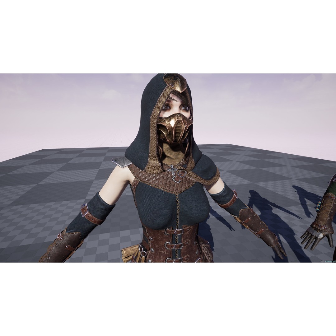 Assassin Girl 3D Model – Low Poly Rigged Character for Games, FBX - View 24