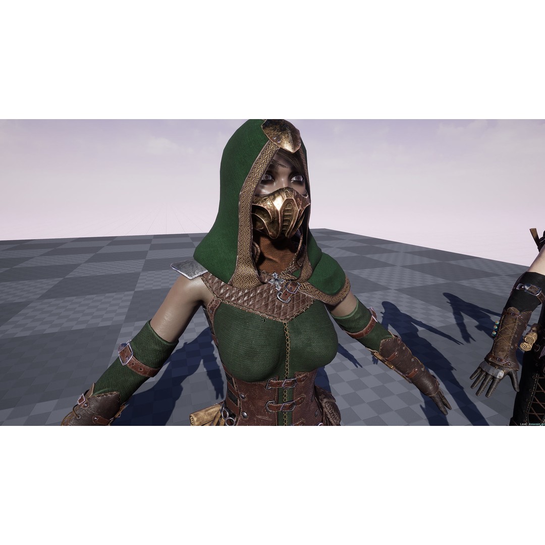 Assassin Girl 3D Model – Low Poly Rigged Character for Games, FBX - View 25