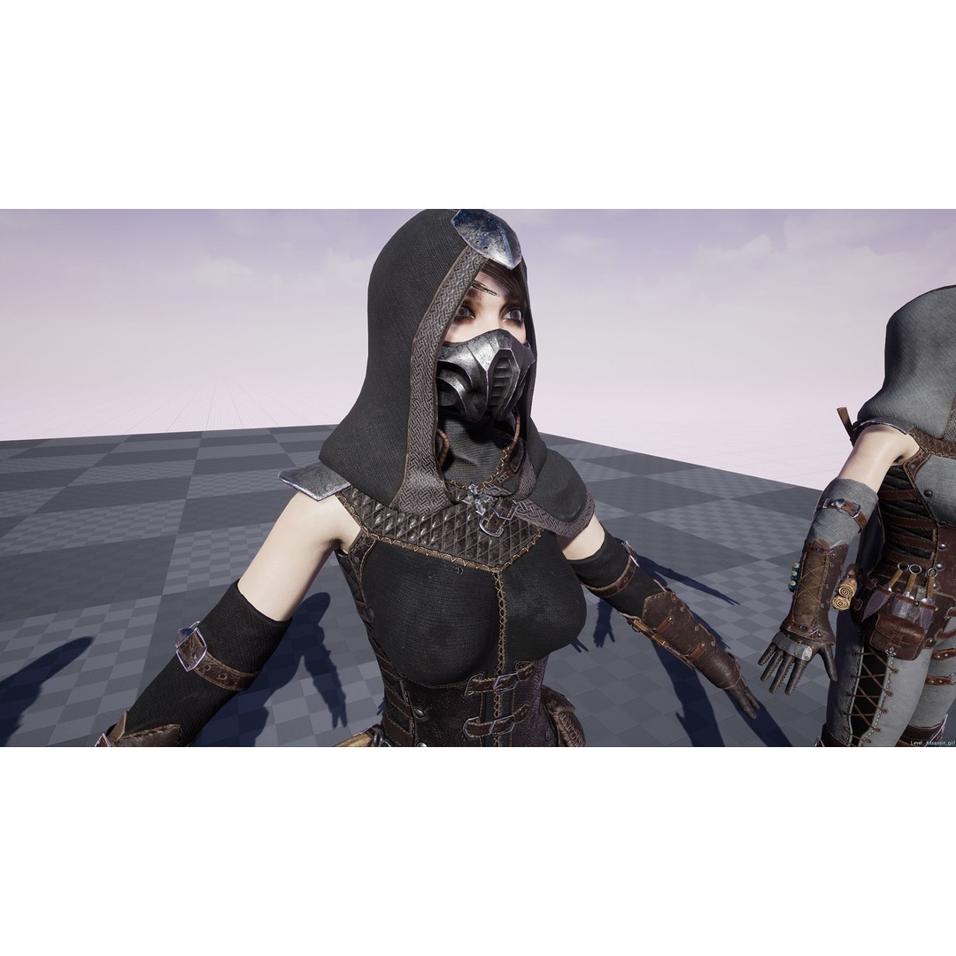Assassin Girl 3D Model – Low Poly Rigged Character for Games, FBX - View 26