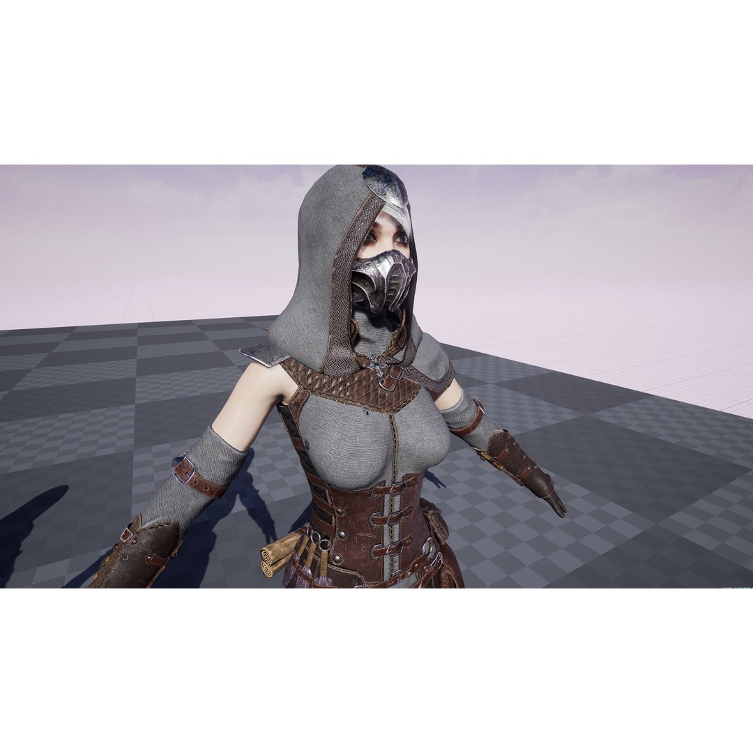 Assassin Girl 3D Model – Low Poly Rigged Character for Games, FBX - View 27