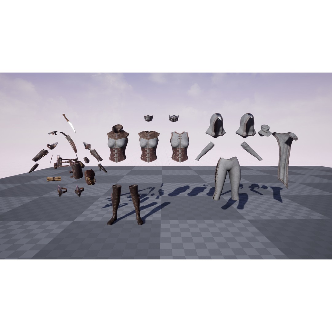 Assassin Girl 3D Model – Low Poly Rigged Character for Games, FBX - View 28