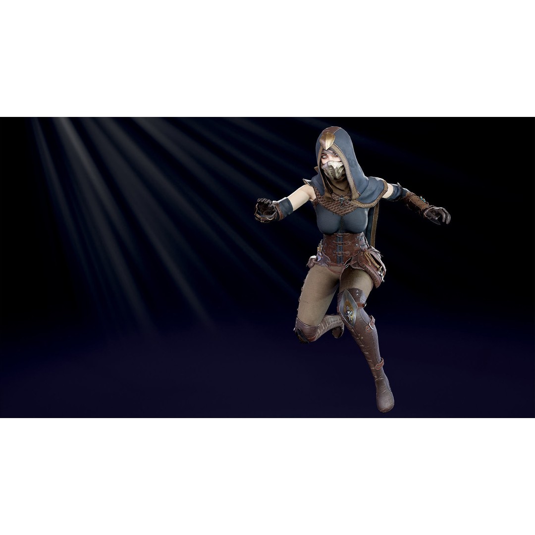 Assassin Girl 3D Model – Low Poly Rigged Character for Games, FBX - View 3