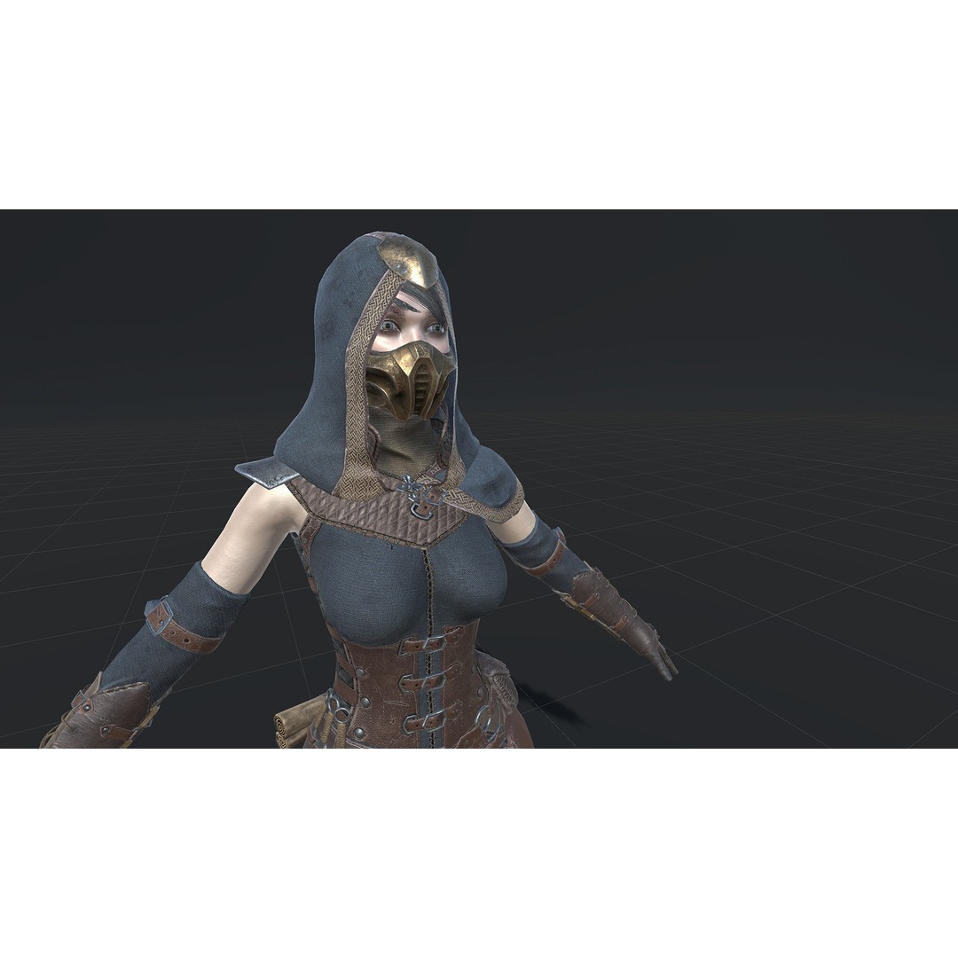 Assassin Girl 3D Model – Low Poly Rigged Character for Games, FBX - View 35