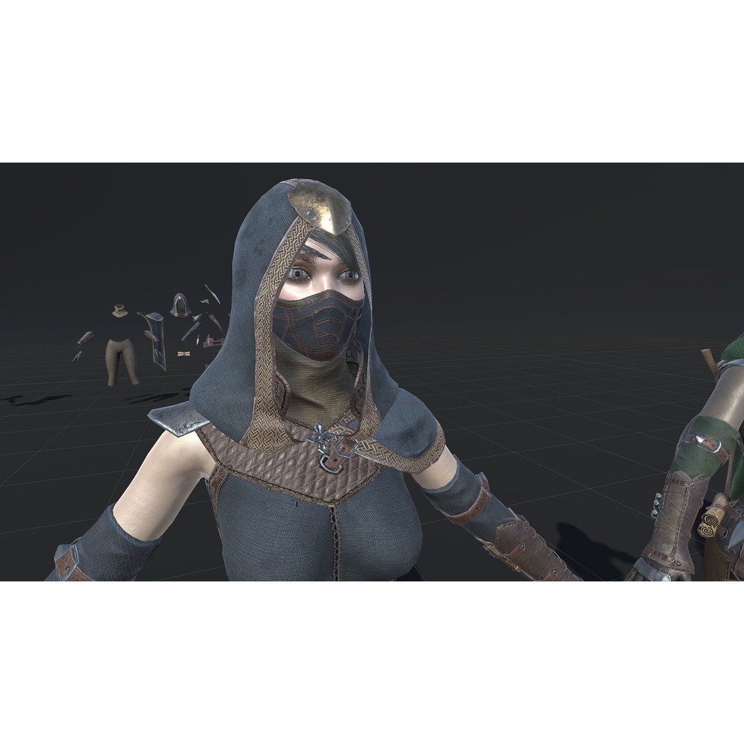 Assassin Girl 3D Model – Low Poly Rigged Character for Games, FBX - View 36
