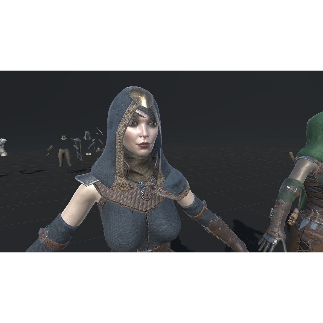 Assassin Girl 3D Model – Low Poly Rigged Character for Games, FBX - View 37