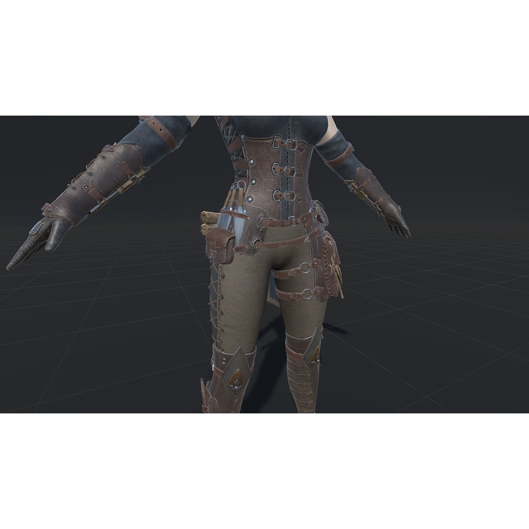 Assassin Girl 3D Model – Low Poly Rigged Character for Games, FBX - View 39