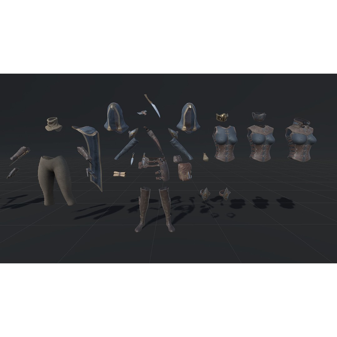 Assassin Girl 3D Model – Low Poly Rigged Character for Games, FBX - View 41