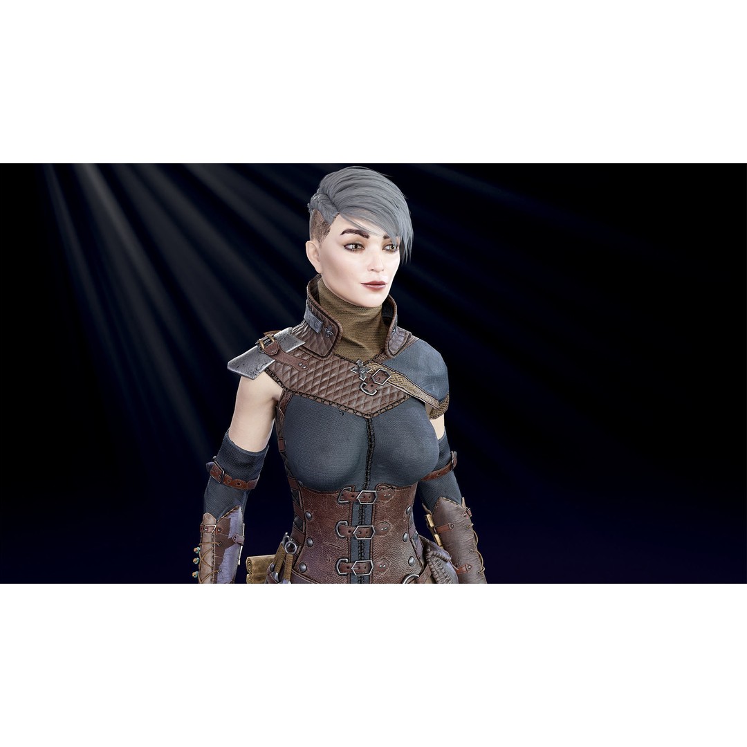 Assassin Girl 3D Model – Low Poly Rigged Character for Games, FBX - View 9