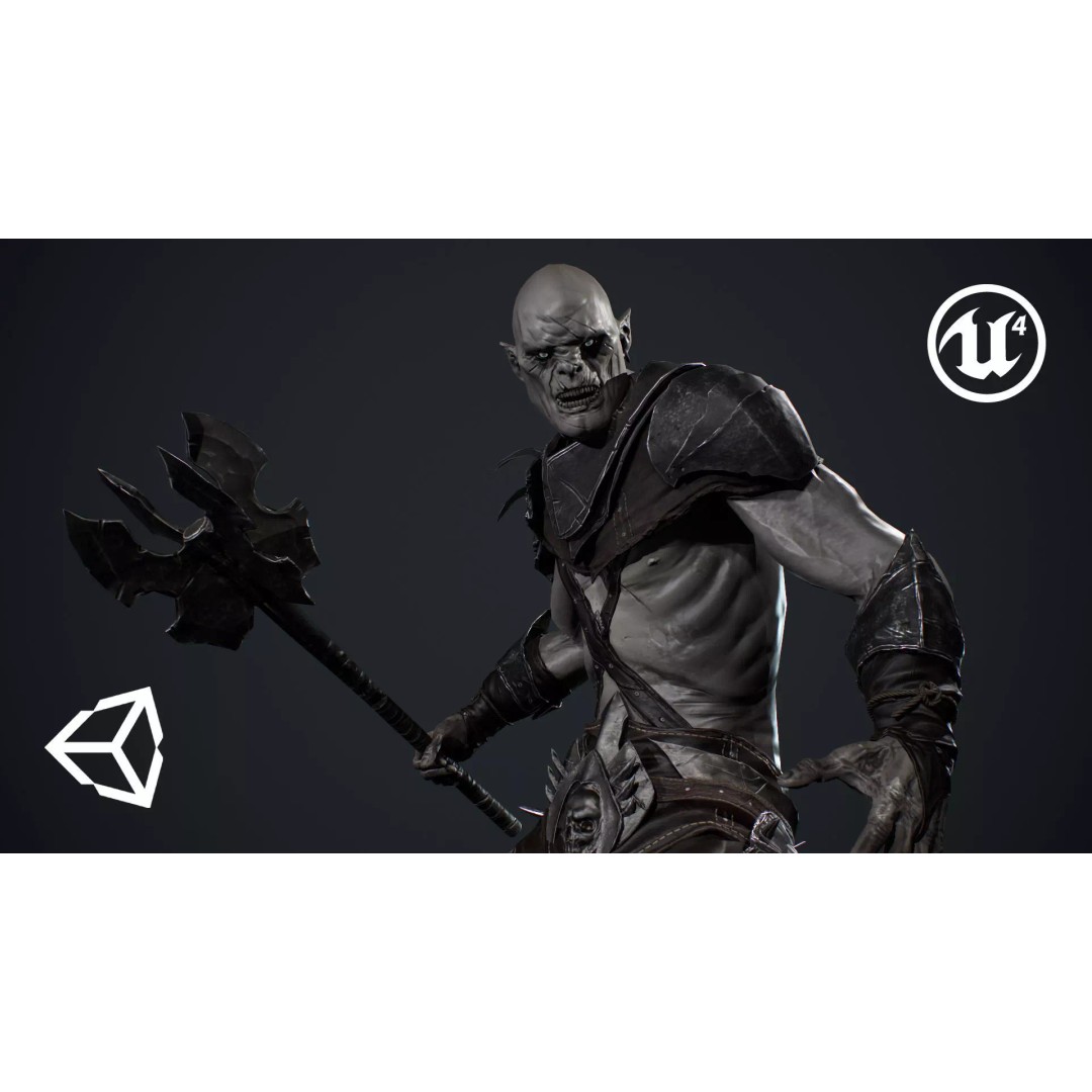 Orc 3D Model – Low Poly Game Ready Character with Rigging - View 2