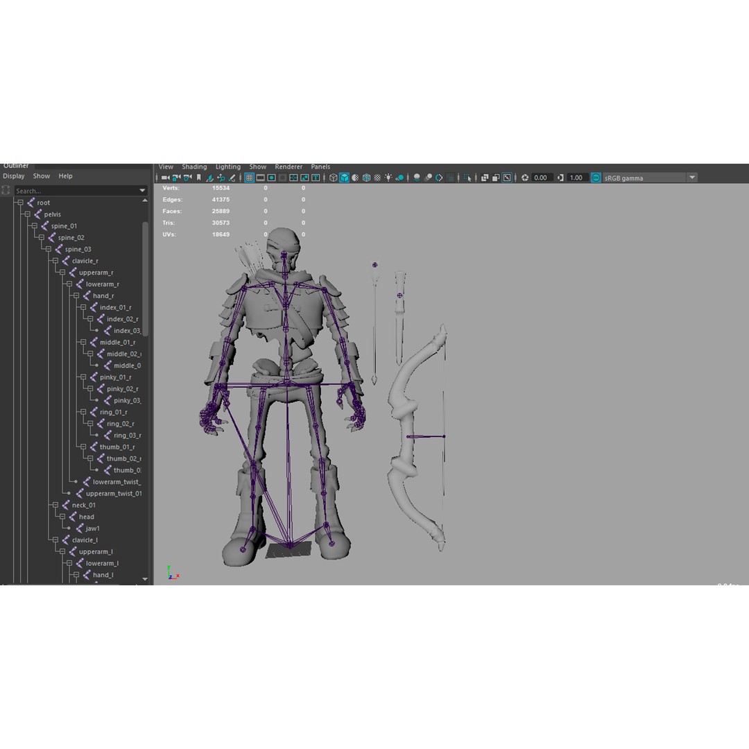 Skeleton Archer 3D Model – Low Poly Rigged Character for Games