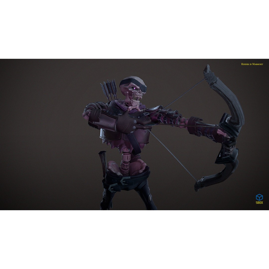 Skeleton Archer 3D Model – Low Poly Rigged Character for Games - View 10