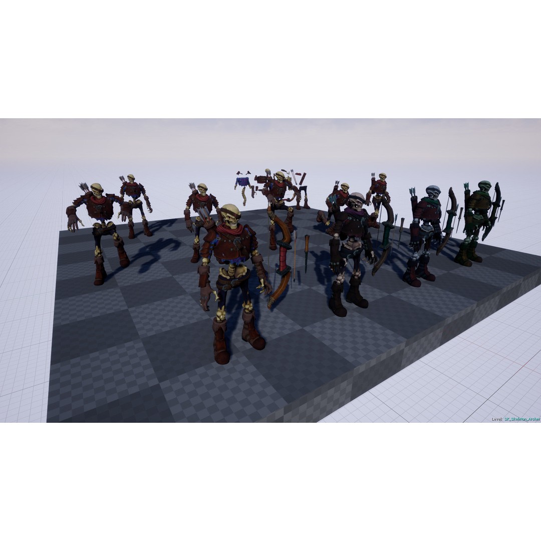 Skeleton Archer 3D Model – Low Poly Rigged Character for Games - View 11