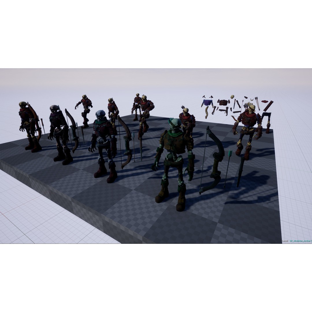 Skeleton Archer 3D Model – Low Poly Rigged Character for Games - View 13
