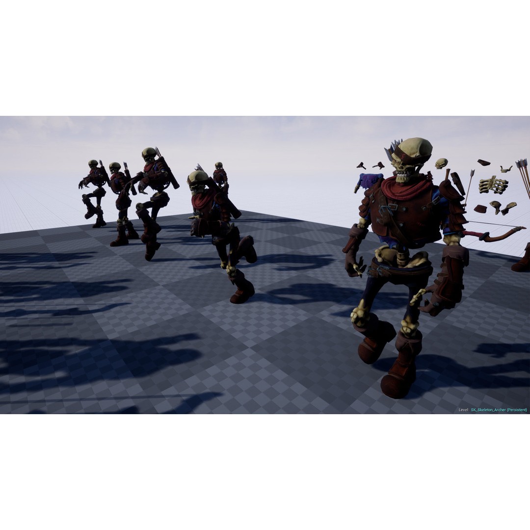 Skeleton Archer 3D Model – Low Poly Rigged Character for Games - View 14