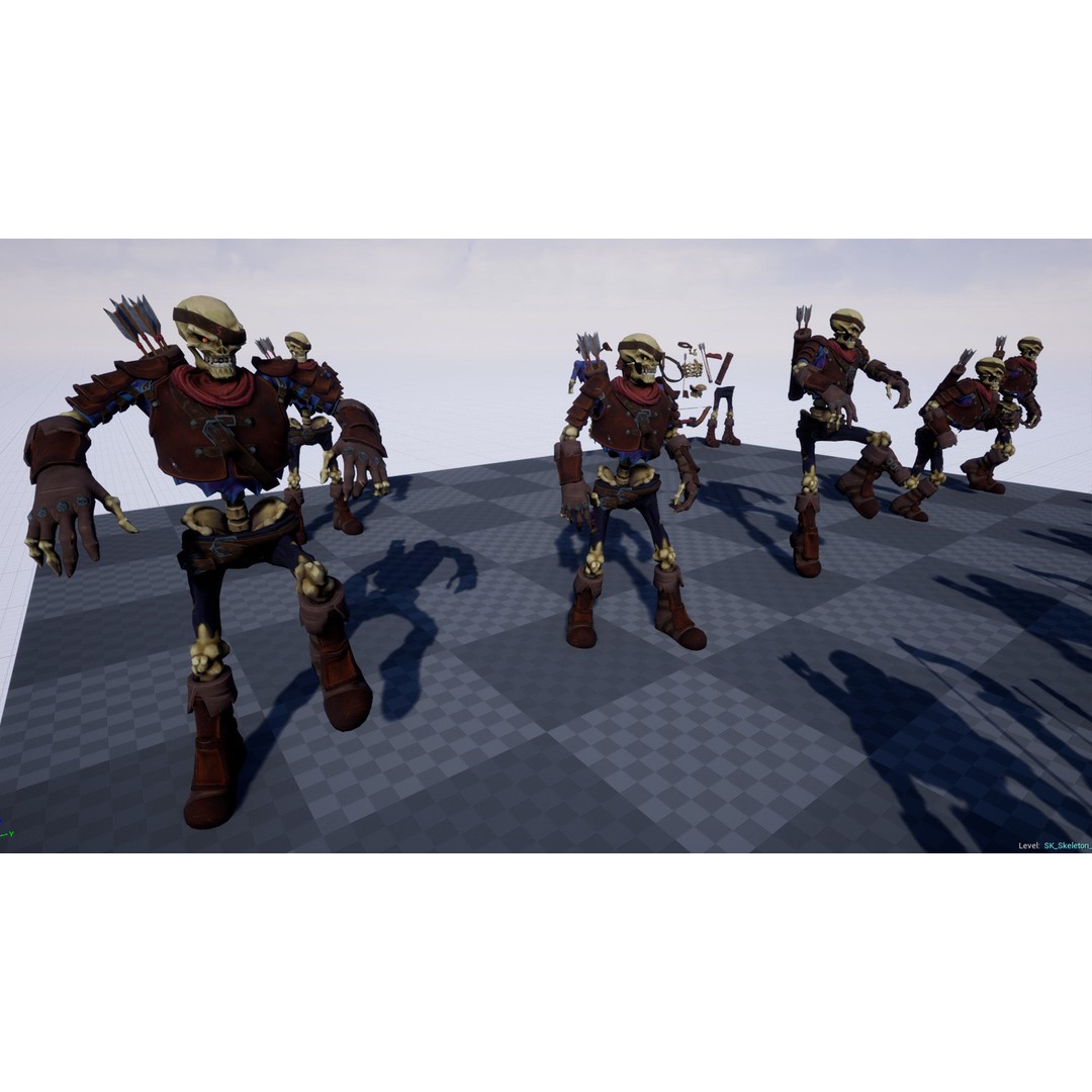 Skeleton Archer 3D Model – Low Poly Rigged Character for Games - View 15