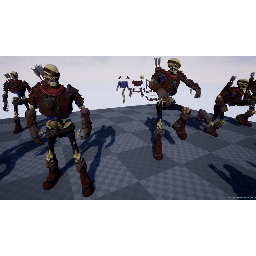 Skeleton Archer 3D Model – Low Poly Rigged Character for Games - View 16