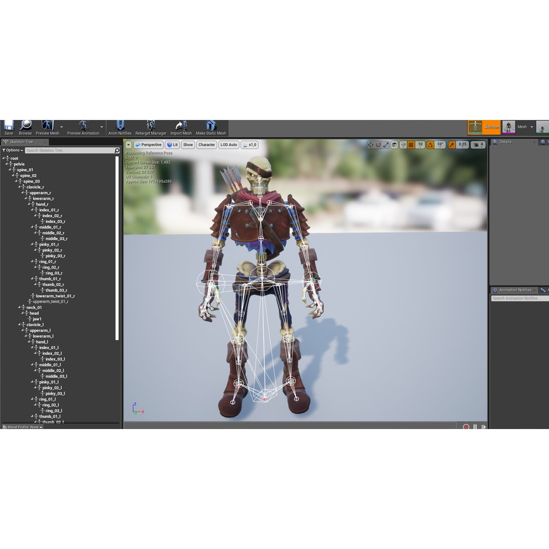Skeleton Archer 3D Model – Low Poly Rigged Character for Games - View 17
