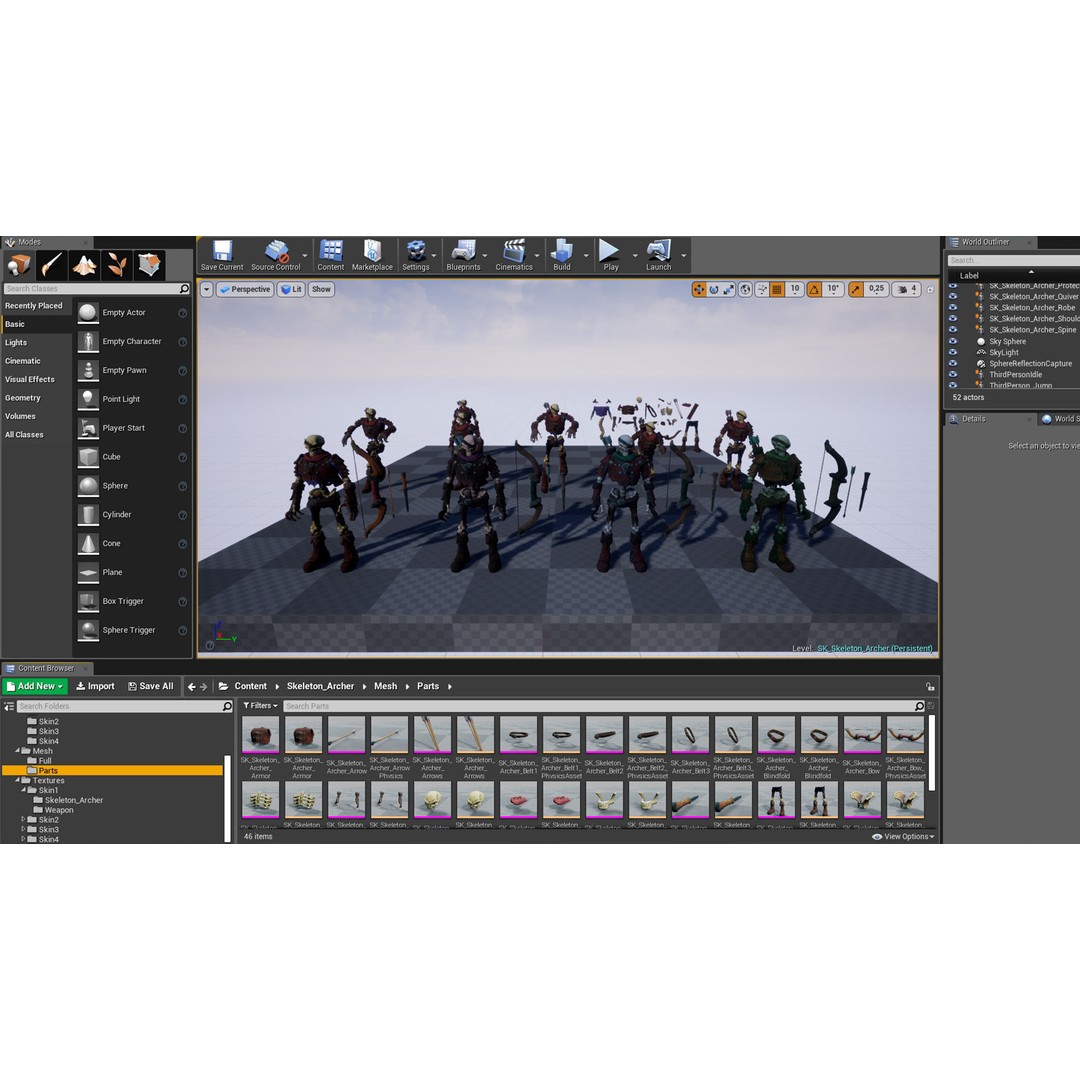 Skeleton Archer 3D Model – Low Poly Rigged Character for Games - View 19