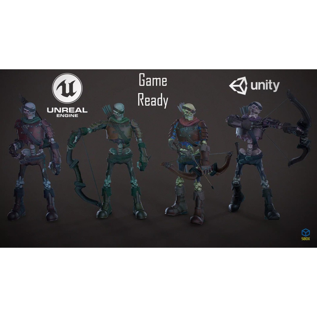Skeleton Archer 3D Model – Low Poly Rigged Character for Games - View 2