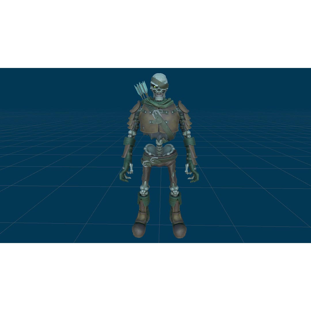 Skeleton Archer 3D Model – Low Poly Rigged Character for Games - View 24