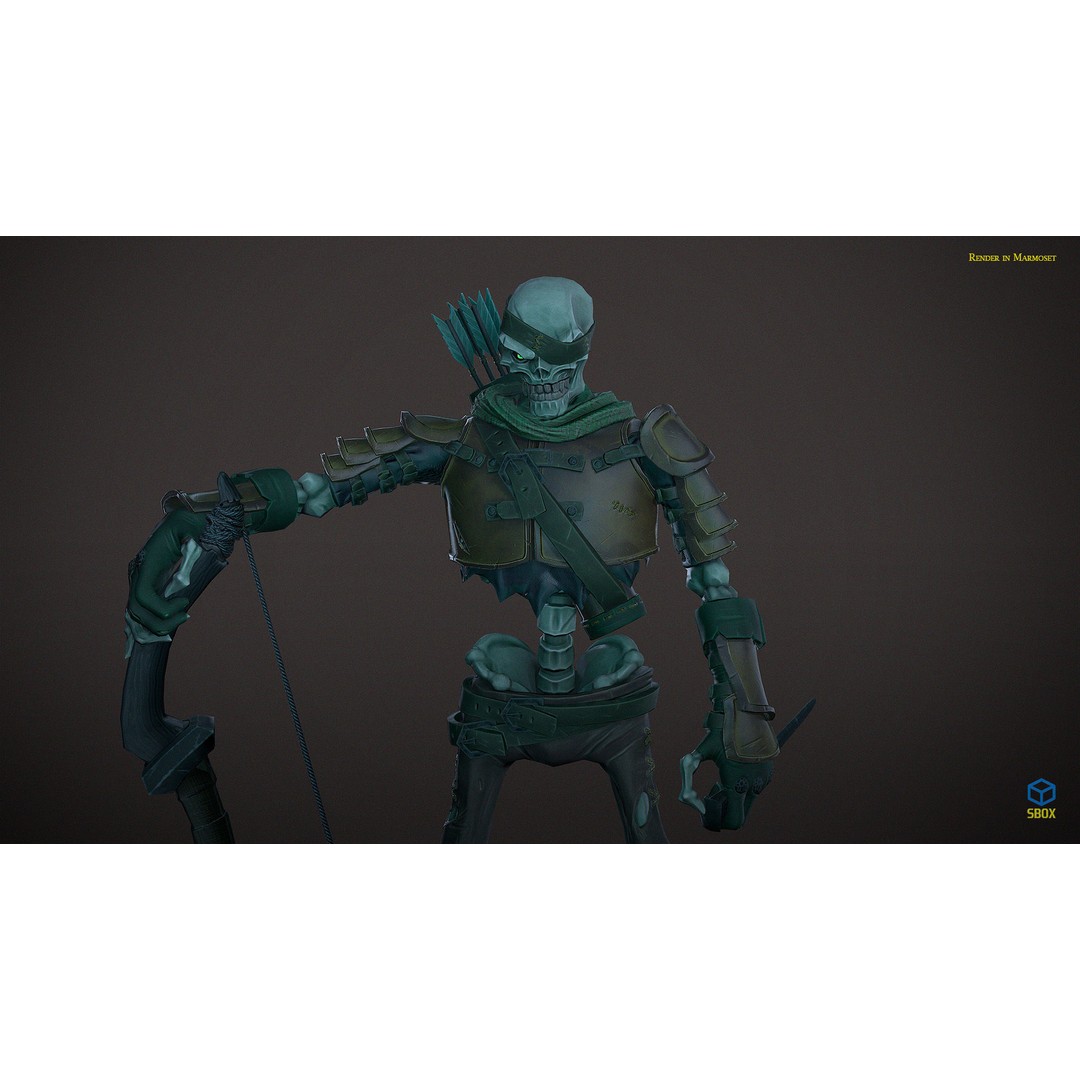 Skeleton Archer 3D Model – Low Poly Rigged Character for Games - View 3